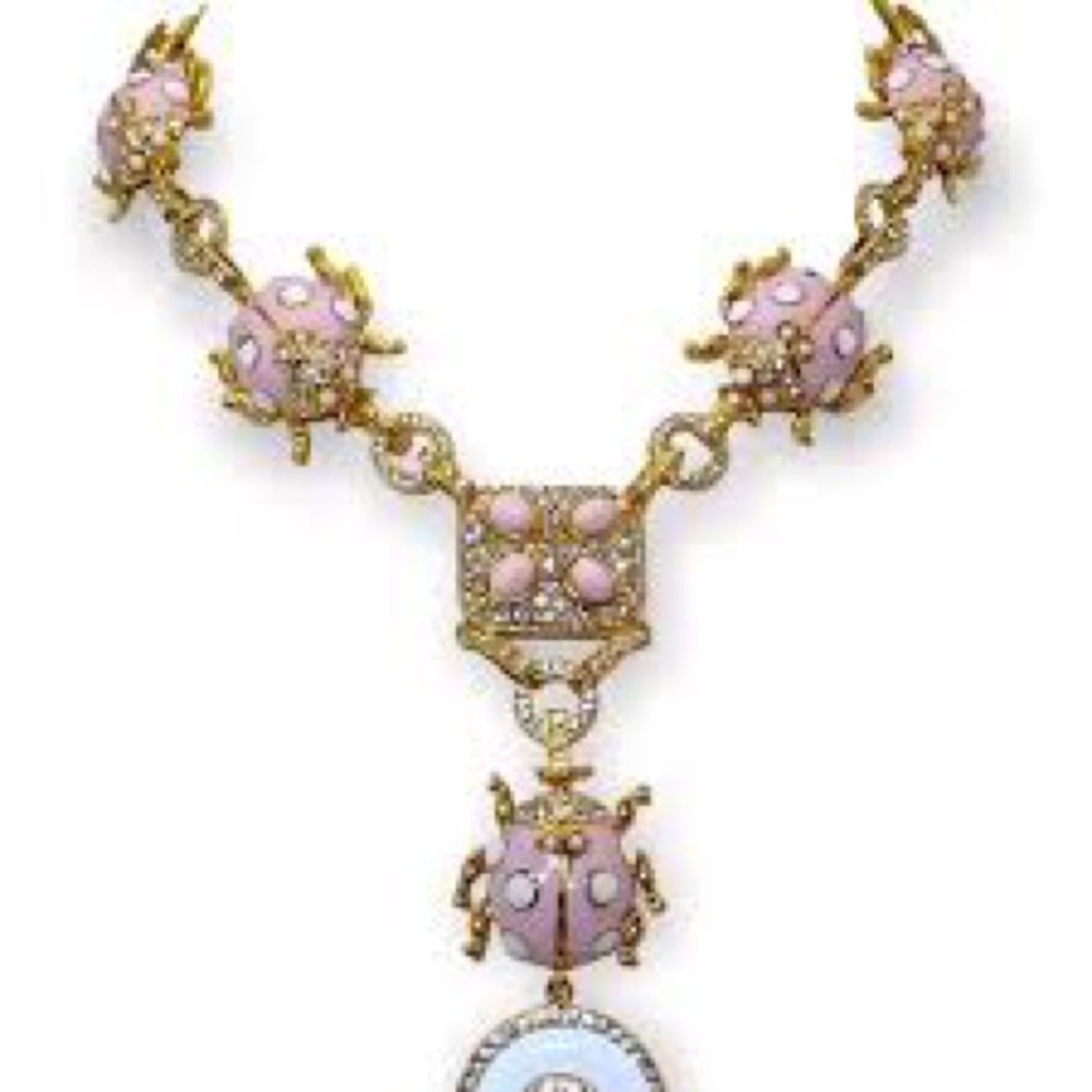 NWT, Natasha,Exquisite Scarab,Soft Peach & Gold Necklace w/ Intricate Detailing - Picture 8 of 8